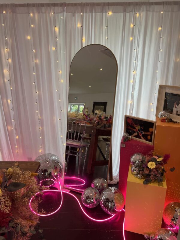 Miroir arrondi doré – Image 2