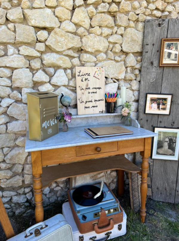 Toilette en bois & marbre – Image 2